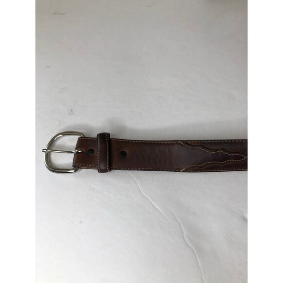 Silver Creek Collection Leather Belt Western Brown Cowboy Rodeo Made in USA - Picture 3 of 10